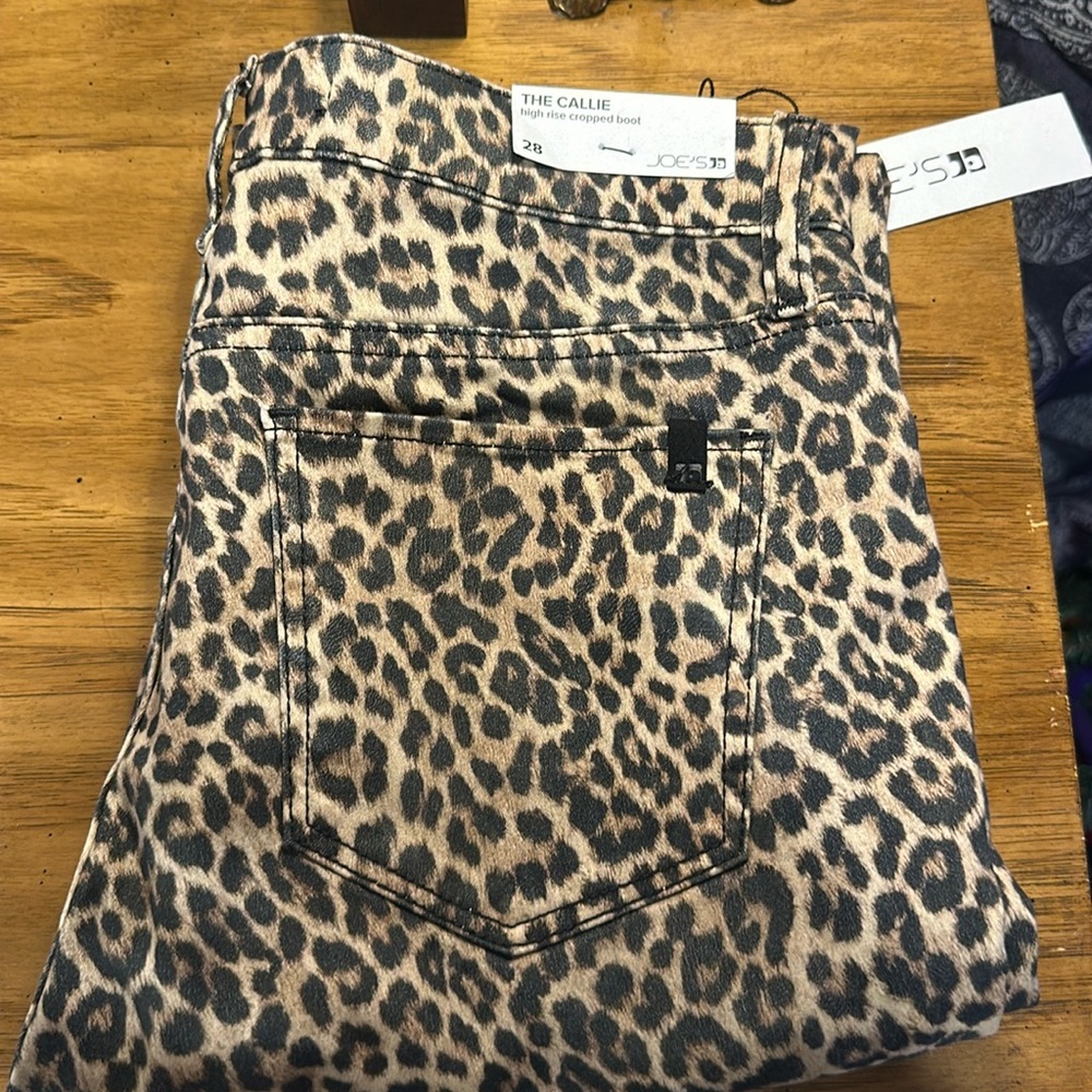High rise cropped boot cheetah pants